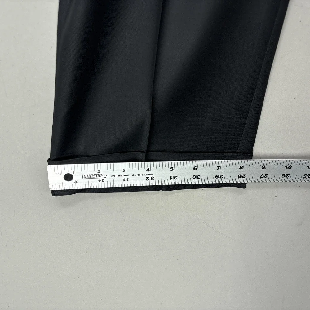 Samuelsohn Pants Mens 34x30 Black Super 110s Wool Flat Front Dress Cuffed Canada